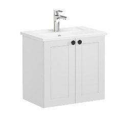 Vitra Root Classic 68632 Lavabo Dolabı, Kapaklı, 60 Cm, Dar, Mat Açık Gri, Köşeli Lavabolu